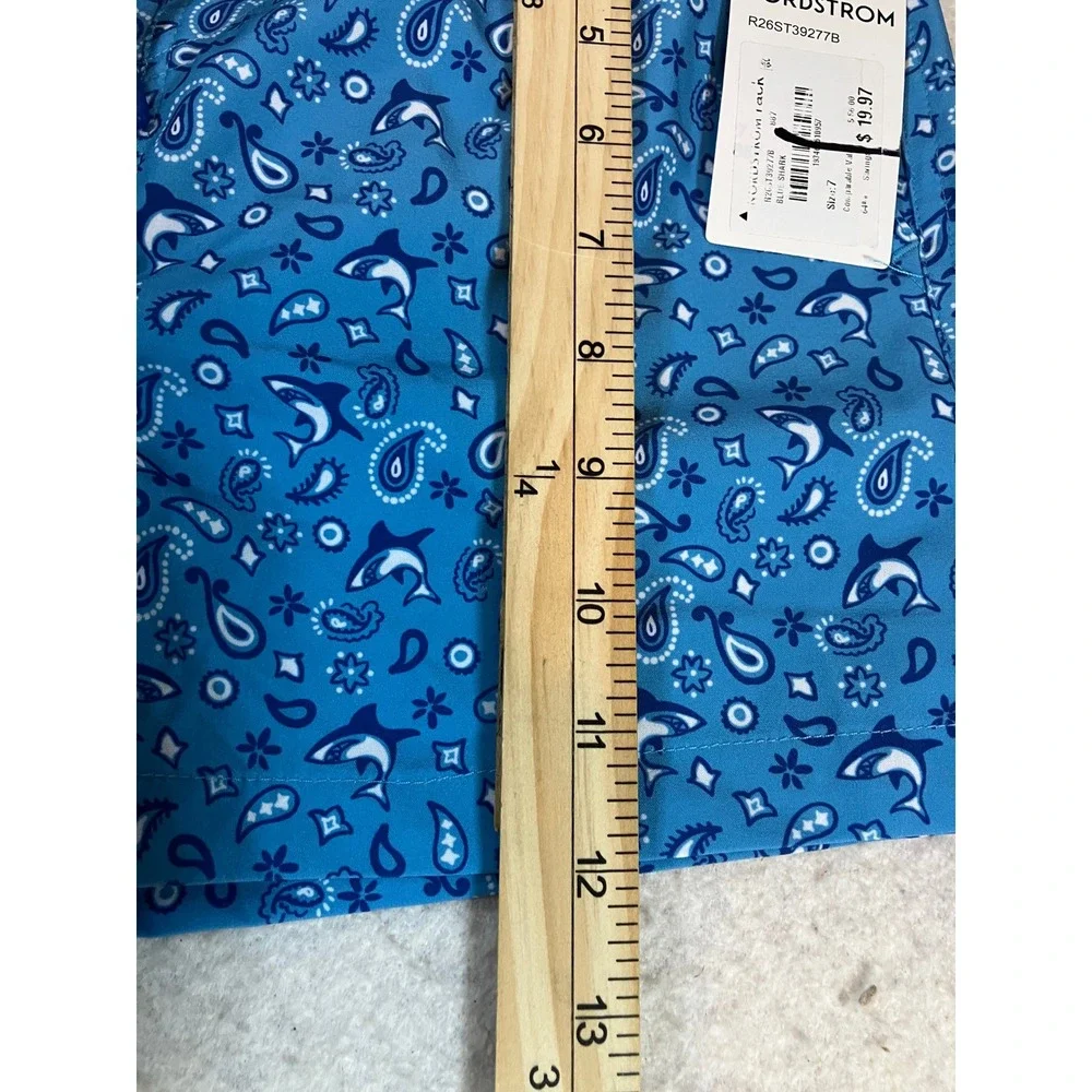 Andy & Evan Boys Blue Shark Paisley Swim Trunks Shorts Size 7 NWT